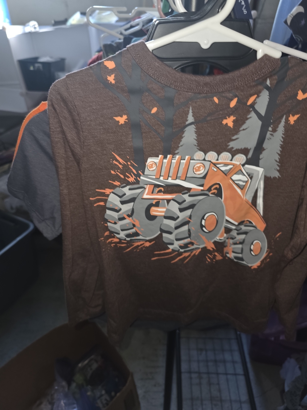 The Children's Place Brown & Orange Monster Truck Long Sleeve Tee
